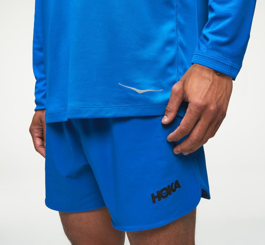 Hoka One One Performance Lång Sleeve Top Herr - Blå - HUAJB-9825